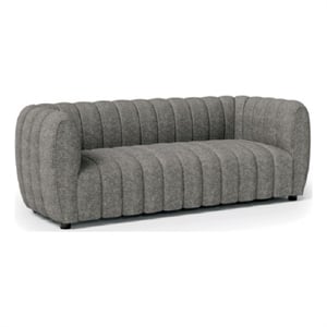 Pemberly Row 23 Inch Sofa Gray Boucle Vertical Channel Tufted Details