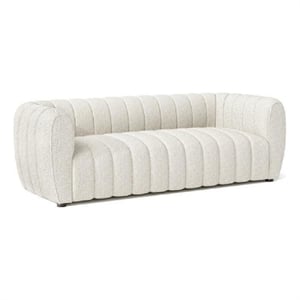 Pemberly Row 83 Inch Sofa White Boucle Vertical Channel Tufted Details