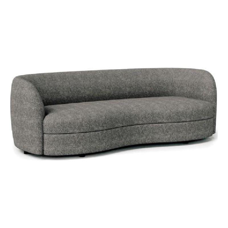 Pemberly Row 84 Inch Sofa Charcoal Gray Boucle Smooth Curved Kidney Shape