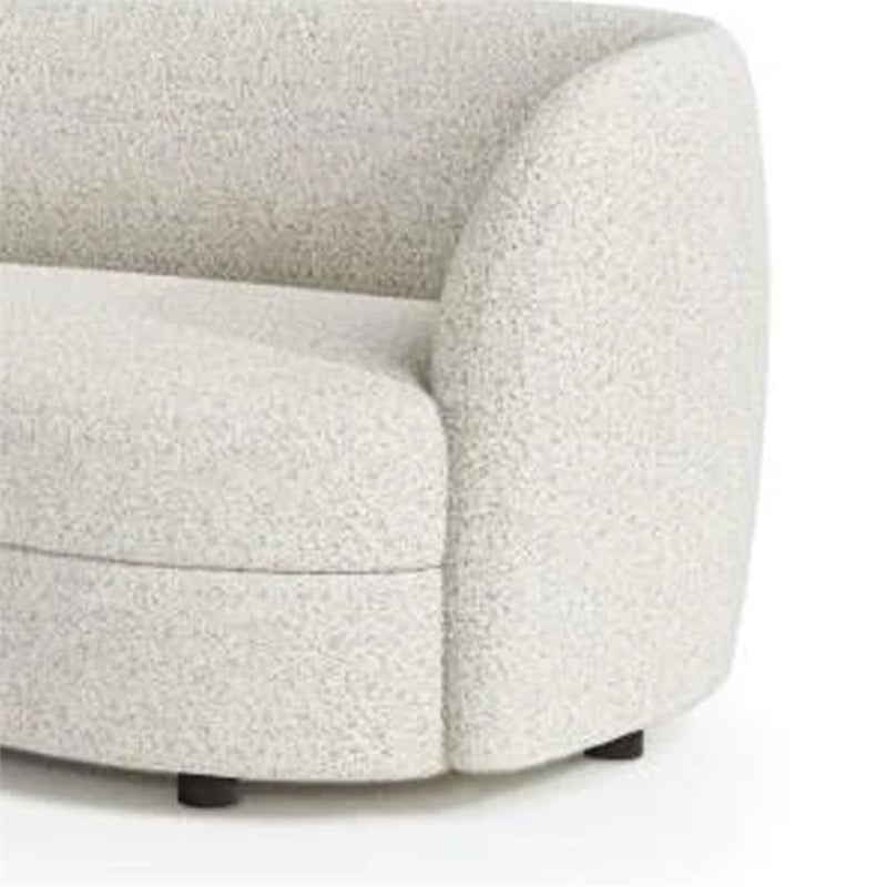 Pemberly Row 64 Inch Loveseat Modern White Boucle Curved Kidney Shape