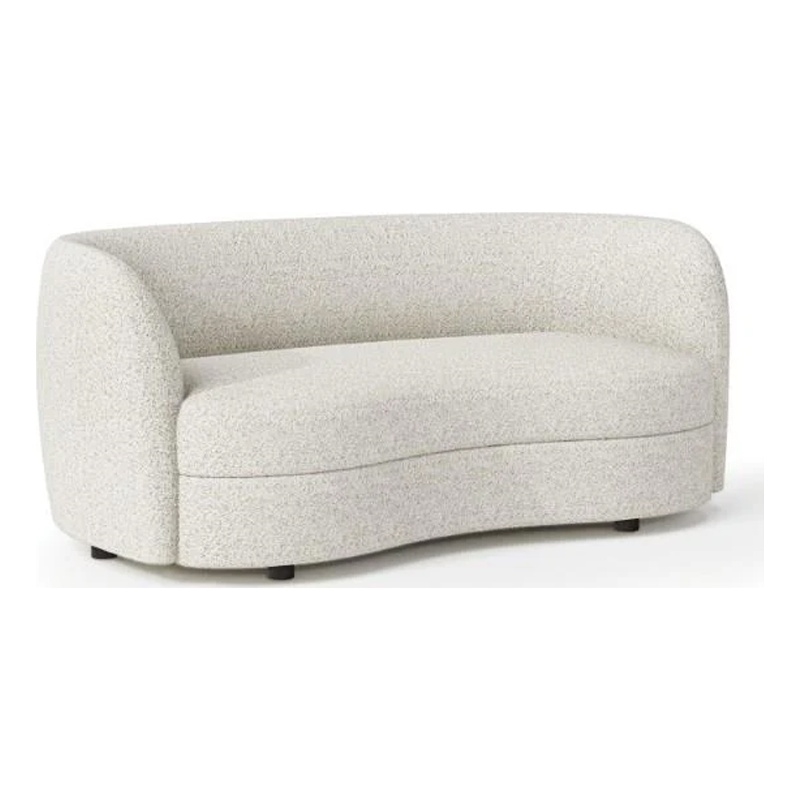 Pemberly Row 64 Inch Loveseat Modern White Boucle Curved Kidney Shape