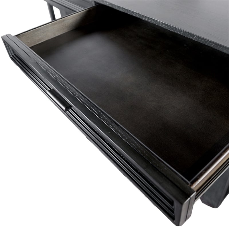 Pemberly Row Counter Height Table with Drawer Trestle Base Solid Wood Gray
