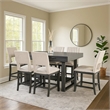Pemberly Row Counter Height Table with Drawer Trestle Base Solid Wood Gray