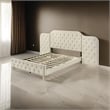 Pemberly Row Queen Size Bed Wall Headboard in Beige Linen Tufted Upholstery
