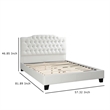 Pemberly Row Full Size Bed Tufted Curved White Faux Leather Pine Wood
