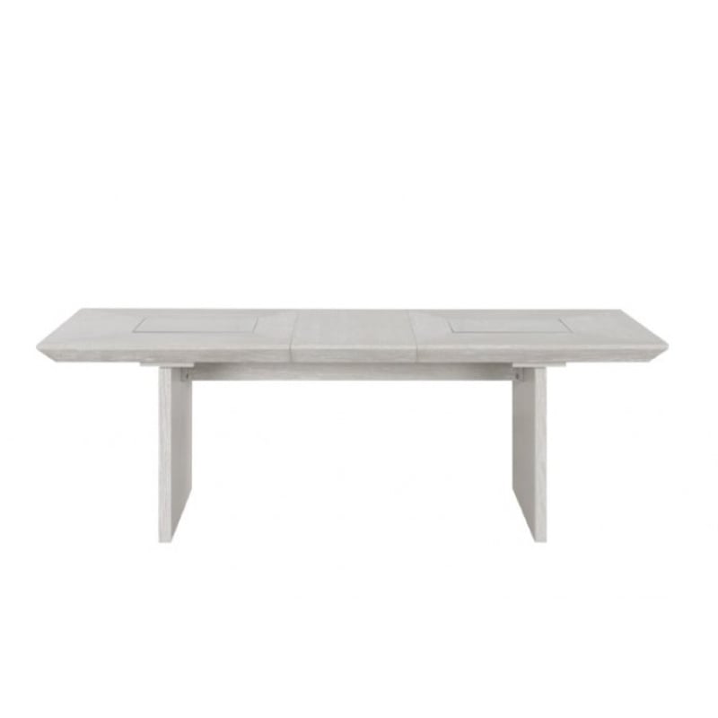 Pemberly Row 72 to 90 Inch Extendable Dining Table Glass and Light Gray Wood