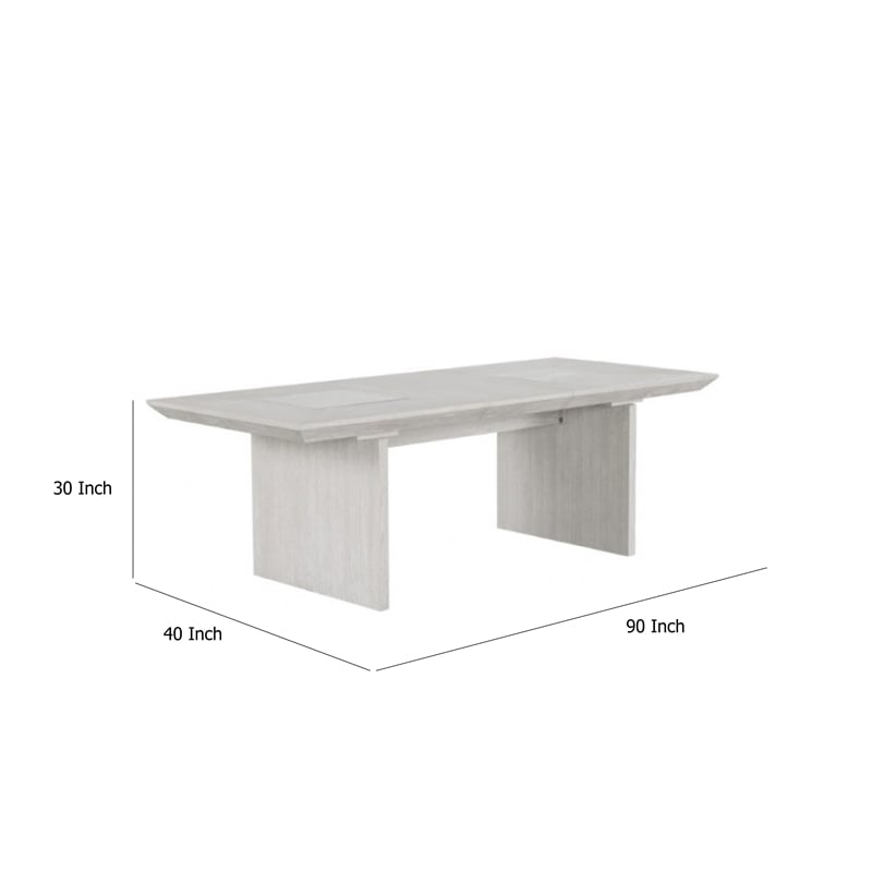 Pemberly Row 72 to 90 Inch Extendable Dining Table Glass and Light Gray Wood