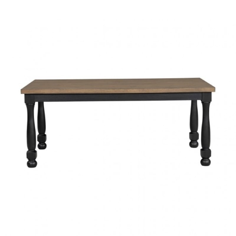 Pemberly Row 78 Inch Dining Table Farmhouse Legs Rectangular in Oak Black Wood
