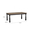 Pemberly Row 78 Inch Dining Table Farmhouse Legs Rectangular in Oak Black Wood