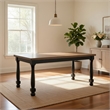 Pemberly Row 78 Inch Dining Table Farmhouse Legs Rectangular in Oak Black Wood