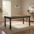 Pemberly Row 78 Inch Dining Table Farmhouse Legs Rectangular in Oak Black Wood