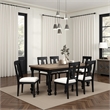 Pemberly Row 78 Inch Dining Table Farmhouse Legs Rectangular in Oak Black Wood