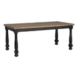 Pemberly Row 78 Inch Dining Table Farmhouse Legs Rectangular in Oak Black Wood