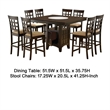 Pemberly Row Counter Height Dining Table w/ Wine Storage 8 Lattice Chairs Brown