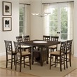 Pemberly Row Counter Height Dining Table w/ Wine Storage 8 Lattice Chairs Brown