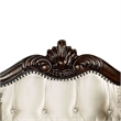 Pemberly Row 90 Inch Sofa Button Tufted in Beige Rolled Arms Cherry Brown Wood
