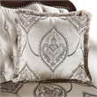 Pemberly Row 90 Inch Sofa Button Tufted in Beige Rolled Arms Cherry Brown Wood