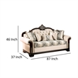 Pemberly Row 87 Inch Sofa Nailhead in Beige Rolled Arms Cherry Brown Wood