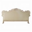Pemberly Row 86 Inch Sofa 4 Pillows Claw Feet Vintage White Faux Leather