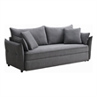 Pemberly Row 87 Inch Sofa with Full Size Pull Out Sleeper Wood in Gray Fabric