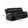 Pemberly Row Manual Recliner Sofa 3 Seater Plush Black Faux Leather