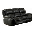 Pemberly Row Manual Recliner Sofa 3 Seater Plush Black Faux Leather