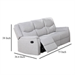 Pemberly Row 75 Inch Manual Recliner Sofa Pillow Arms White Faux Burlap