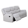 Pemberly Row 75 Inch Manual Recliner Sofa Pillow Arms White Faux Burlap
