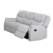 Pemberly Row 75 Inch Manual Recliner Sofa Pillow Arms White Faux Burlap