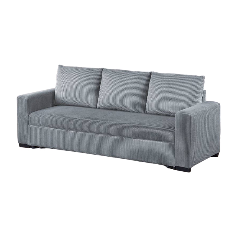 Pemberly Row 85 Inch Convertible Pull Out Sofa Bed Gray Corduroy