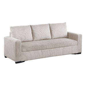 Pemberly Row 85 Inch Convertible Sofa Bed Low Profile Leg Ivory Corduroy