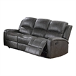 Pemberly Row 78 Inch Manual Recliner Sofa in Smoke Gray Faux Leather Wood