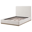 Pemberly Row King Size Bed Upholstered Panel Headboard Gold Plinth Base Ivory