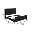 Pemberly Row Queen Size Bed Fluted Panel Headboard Round Tapered Legs Black