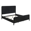 Pemberly Row King Size Bed Fluted Panel Headboard Round Tapered Legs Black