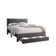 Pemberly Row Queen Size Bed w/ Storage Drawer Charcoal Gray Corduroy Upholstery