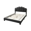 Pemberly Row Queen Size Bed Charcoal Gray Wool Upholstery LED Glam Arch