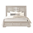 Pemberly Row Queen Bed Sunburst Pattern Recessed Panel Light Gray Wood