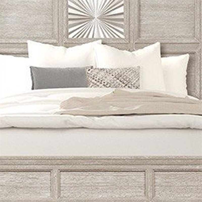 Pemberly Row Queen Bed Sunburst Pattern Recessed Panel Light Gray Wood