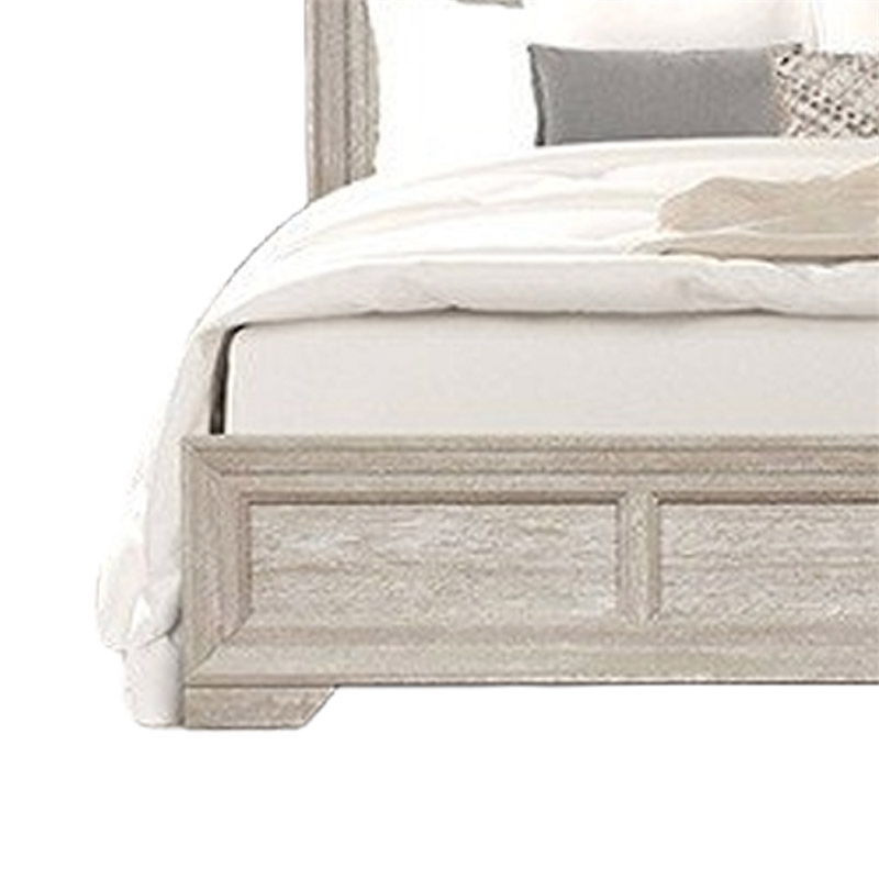 Pemberly Row Queen Bed Sunburst Pattern Recessed Panel Light Gray Wood