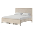 Pemberly Row King Bed with Panel Style Headboard Metal Legs Light Oak Wood