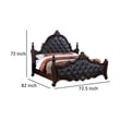 Pemberly Row Queen Bed Black Button Tufted Upholstery Cherry Brown Wood