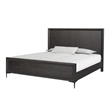 Pemberly Row King Size Bed Metal Accents in Espresso Brown Solid Rubberwood