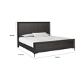 Pemberly Row King Size Bed Metal Accents in Espresso Brown Solid Rubberwood