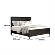 Pemberly Row Queen Size Bed Metal Accents in Espresso Brown Solid Rubberwood