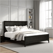 Pemberly Row Queen Size Bed Metal Accents in Espresso Brown Solid Rubberwood