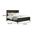 Pemberly Row Queen Size Bed Metal Accents in Espresso Brown Solid Rubberwood