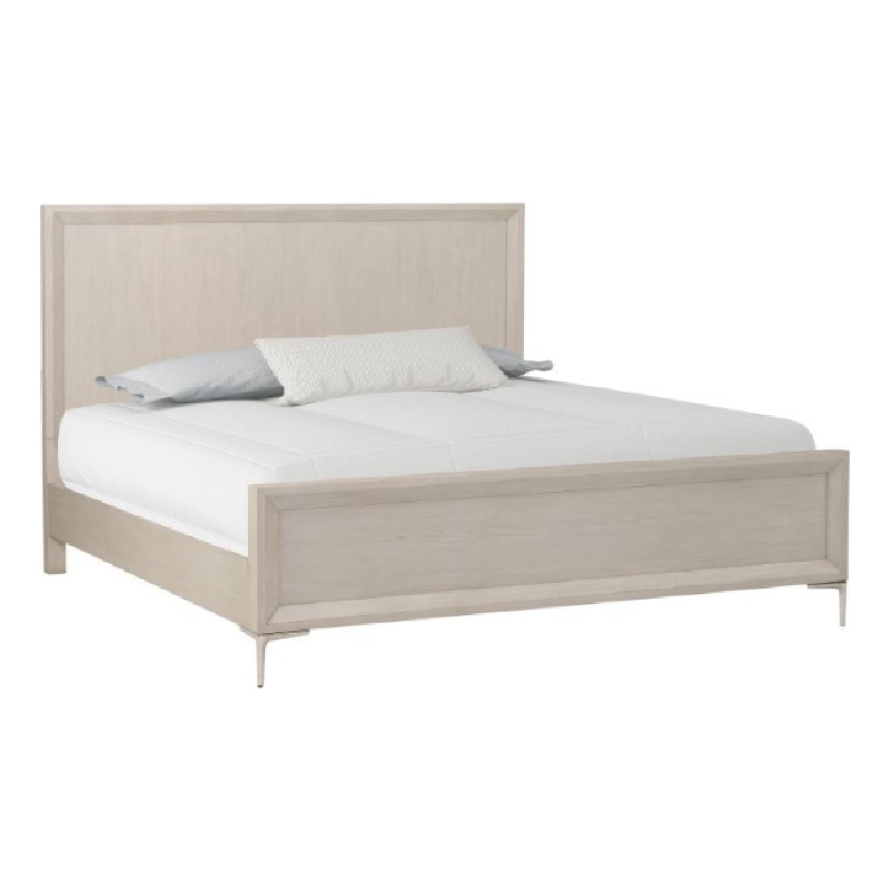 Pemberly Row King Bed with Metal Accents Natural Oak Brown Solid Rubberwood
