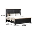 Pemberly Row Queen Bed Tall Headboard Farmhouse Legs in Black Oak Brown Wood