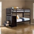 Pemberly Row Twin Bunk Bed Built in Storage Unit Espresso Brown Solid Hardwood
